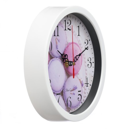 Wall clock, series: kitchen, "dessert", smooth move, D-20 cm, white-1