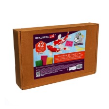 Plastic-polymer clay baked set, Brauberg, 42 colors x 20 g, with accessories