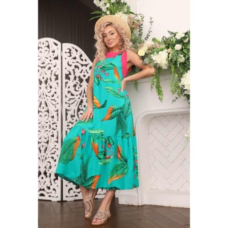 Sarafan female, size 42, turquoise color