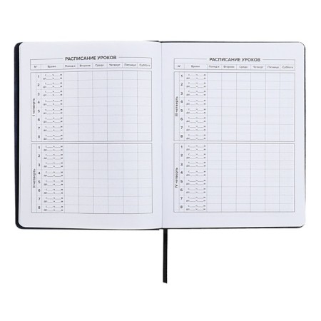 School diary for grades 1-11, solid cover, artificial leather, applique, pancake embossing, metal scruffies, silk-films, lies, 48 ​​sheets, block 80g/m2, black-6
