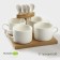 Ceramic mugs on a bamboo Bellatenero bamboo, 8 objects: 4 circles 150 ml, 4 tablespoons, white color