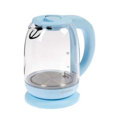 Electric kettle KitFort KT-640-1, glass, 1.7 l, 2200 watts, backlight, blue