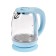 Electric kettle KitFort KT-640-1, glass, 1.7 l, 2200 watts, backlight, blue