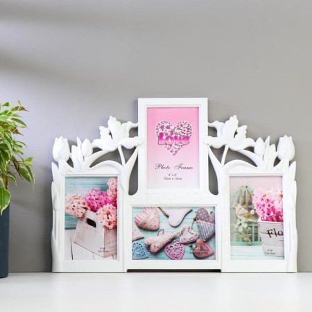 Photo frame plastic in 4 photos 10x15 cm "tulips" white 29x40.5x2 cm