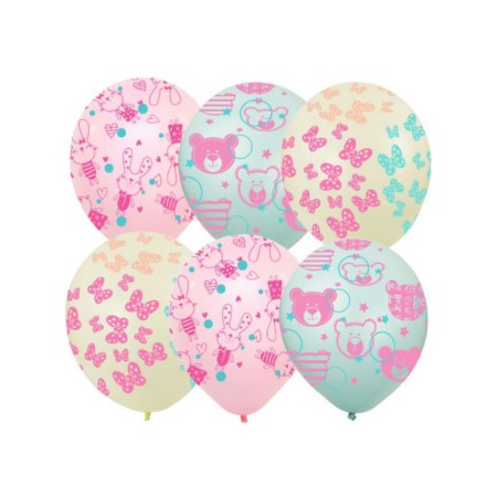 Shar Latex 12 “Bunnies and Bear”, set 25 pcs., Mix