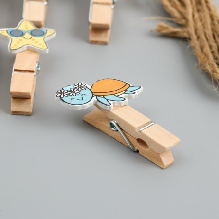 Decor for creativity Tree "clothespin. Sea animals on vacation" set of 10 pcs 4x2x1.2 cm-2