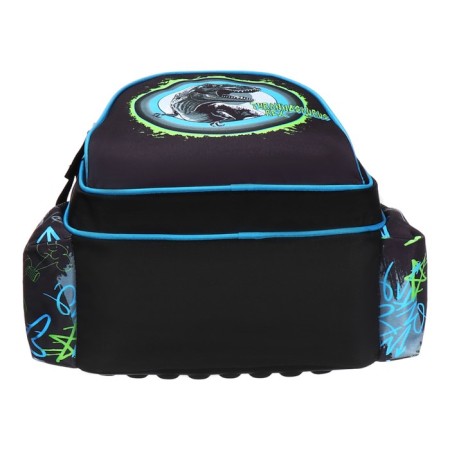 School backpack 38 x 27 x 17, ergonomic back, Devente Attomex Basic, T-Rex Dino, Black 7033443-6