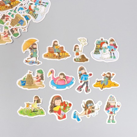 Stickers for creativity "Four seasons" embossing gold set 48 pcs 9x7x0.8 cm-1