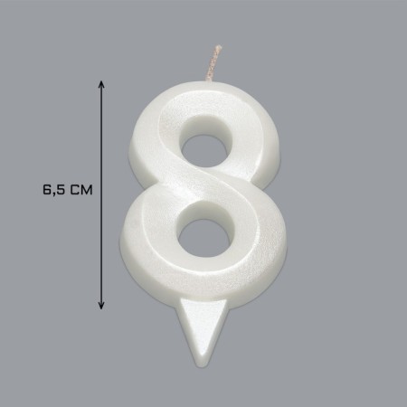 Candle in the Cake "Fine", number "8", pearl, 6.5 cm-2