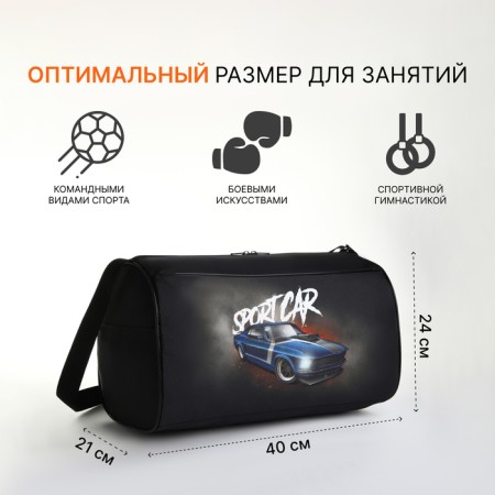 Sports bag with lightning, external pocket, black color-1