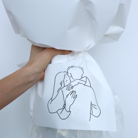 Flower film Two -way Packing "Love You", white, 56 x 56 cm-10