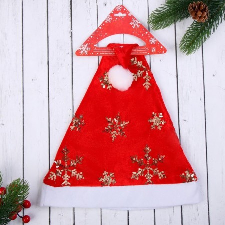 New Year's cap "Golden Snowflakes" 28x36 cm, red-3