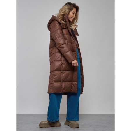 Coat insulated winter female, size 48, color dark brown-17