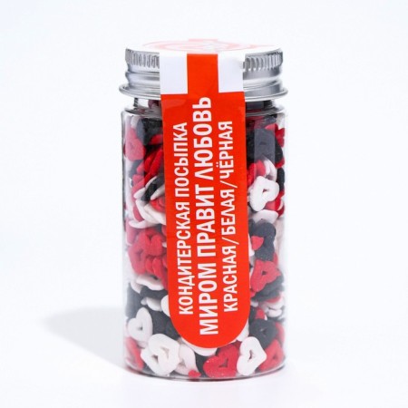 Confectionery Sprinking “Love rules”, red, white, black, 50 g-1