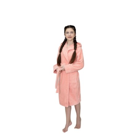 Children's robe with a hood, size 30, peach color-3