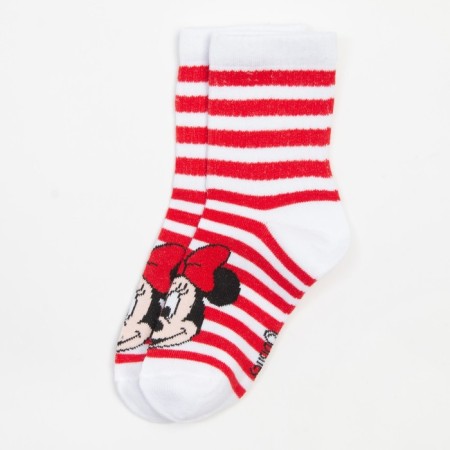 Socks for the girl "Minnie Mouse" strip, Disney, 18-20 cm, white/red color-3