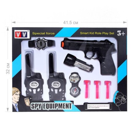 Set of Spy "Spetsgent": 2 walkie -talkies, gun, watch, flashlight, compass-4