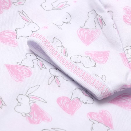 Body baby with short sleeve, white color/bunnies, height 74-2