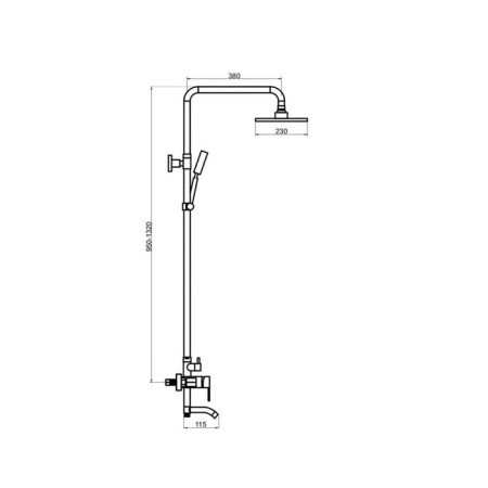 The shower system "RMS" SUS124BL-009DK, tropical shower, stainless steel, black-1