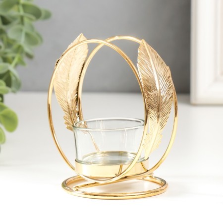 Summary metal, glass per 1 candle "Fogger" d-4 cm gold 7.5x10x11 cm-3