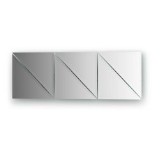 Mirror tiles with fake 10 mm, - set 6 pcs Triangle 20 x 20 cm, silver EvoForm