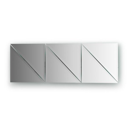 Mirror tiles with fake 10 mm, - set 6 pcs Triangle 20 x 20 cm, silver EvoForm