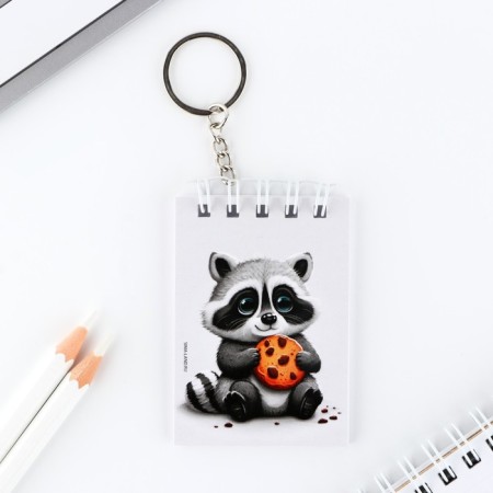 Key keychain notebook "Raccoon", 5.5 x 7.5 cm-1