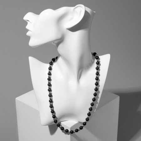 Unisex "Atlant" beads, black-silver color, 70 cm-1