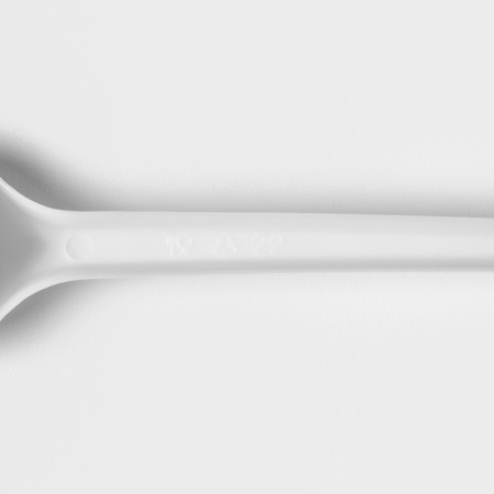 A set of plastic disposable tablespoons, 4 objects: fork, tablespoon, knife, teaspoon, 16.5 cm, white color-4
