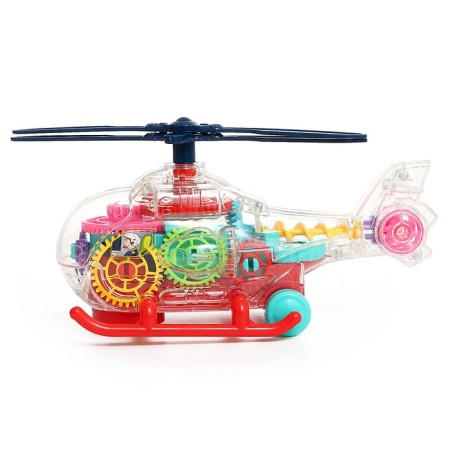 The helicopter "gears", light and sound, works from batteries-4