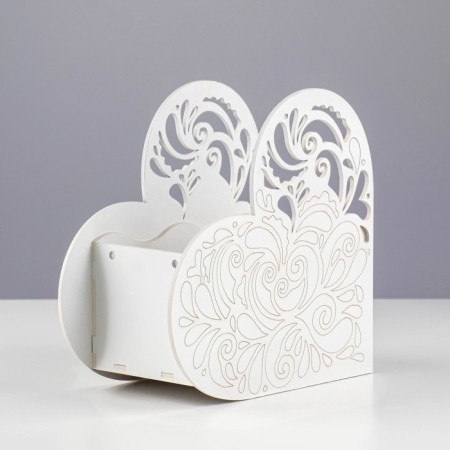 Kashpo wooden "Heart" 18x8.6x14 cm white-3