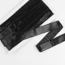 Decorative tape with square sequins, 2.5 cm, 9 ± 0.5 m, black color