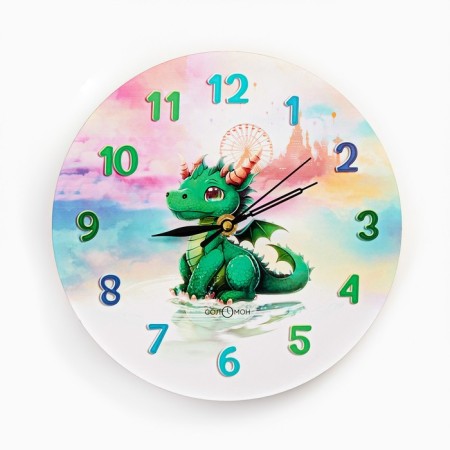Watching clock, series: children's, "dragon", discrete move, d-23.5 cm