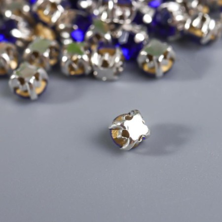 Crystal rhinestones in the DACs "Astra" 4 mm, 50 pcs/pack, silver/blue-1
