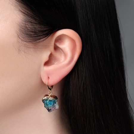 Earrings "Stones" gradient, color blue-violet in gold-2