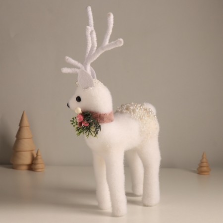 Decor "White Deer in Beads" 29x16x8 cm-3
