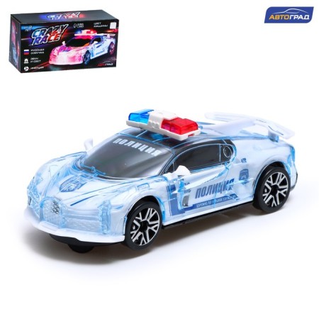 Car "Crazy Race. Police ", Russian voice acting, light, works from batteries, white color