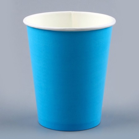 Set of paper dishes is disposable: 6 plates, 6 glasses, blue color-1