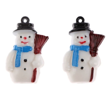 Miniature Puppet "Snowman in a black hat", set 2 pcs., Size 1 pc. - 3.1 × 2.1 cm-3