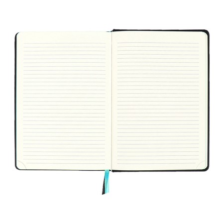 The diary is low, A5, 136 sheets, leatherette, Devente. ULTRA, hard cover, foil embossing, perforation, lies, block 70%, black/blue-9