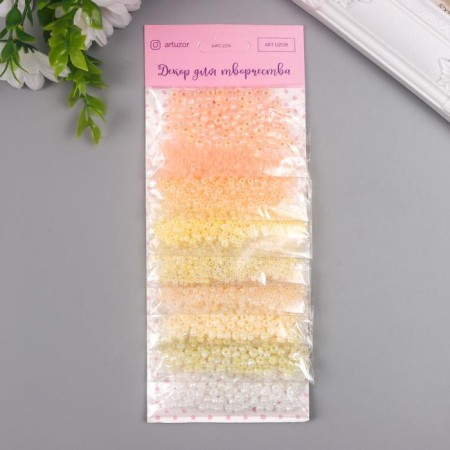 Round beads "delicate colors of white-yellow-pink" 8 colors x 10 grams