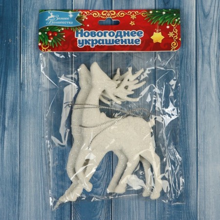 Jewelry decoration "Fairytale Deer Elite" (set 2 pcs) 7x11 cm, white-1