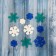 Stick on glass "Snowflakes" (set 10 pcs) 12.5x12.5 cm, white green blue