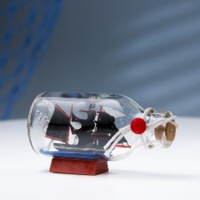 Souvenir ship in a bottle 15x4x6cm, black