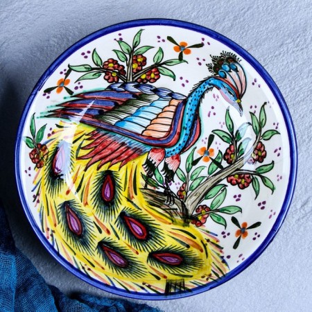 Plate of the Rishtan ceramics "Bird Bird", Mix, Deep, 20 cm-1