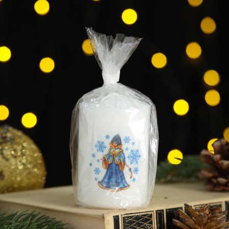 Candle column with a picture "New Year's motifs" 50*80 mm, Snow Ma-2