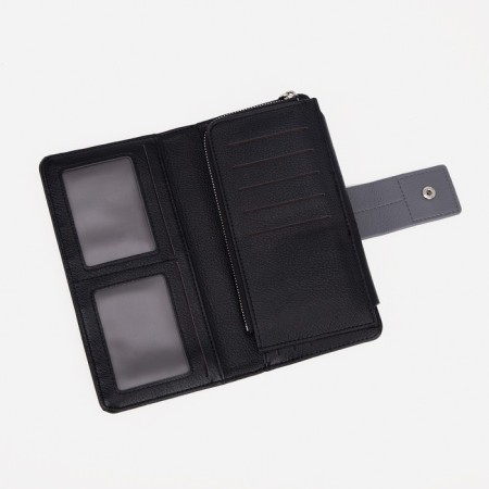 Women's wallet on the button, black color-2