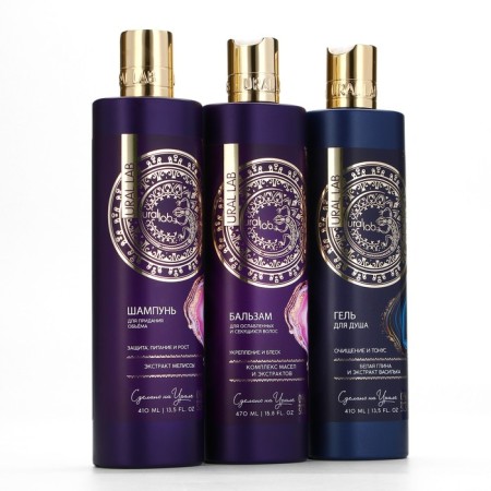 Hair shampoo with lemon balm extract, protection, power and height, 410 ml, Ural Lab-9