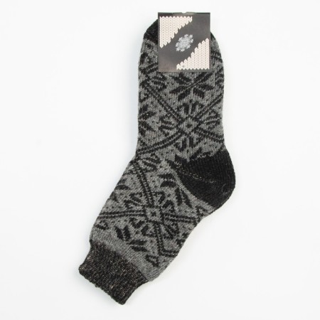 Male woolen socks “Snowflake in the ornament”, gray color, size 29-4