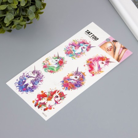 Tattoo on the body color "Unicorn with flowers" 10x20.5 cm-1